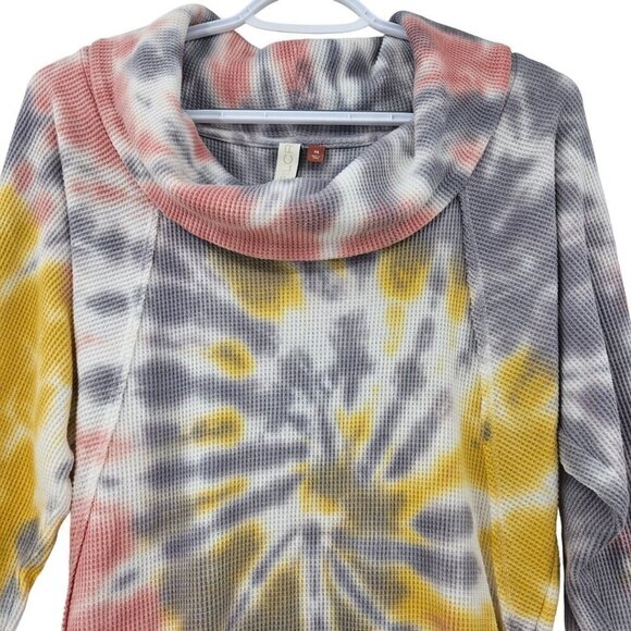 Anthro Pilcro Angie Mock Neck Waffle Top Tie Dye Women's Size XS Boho Hippie - Picture 4 of 9